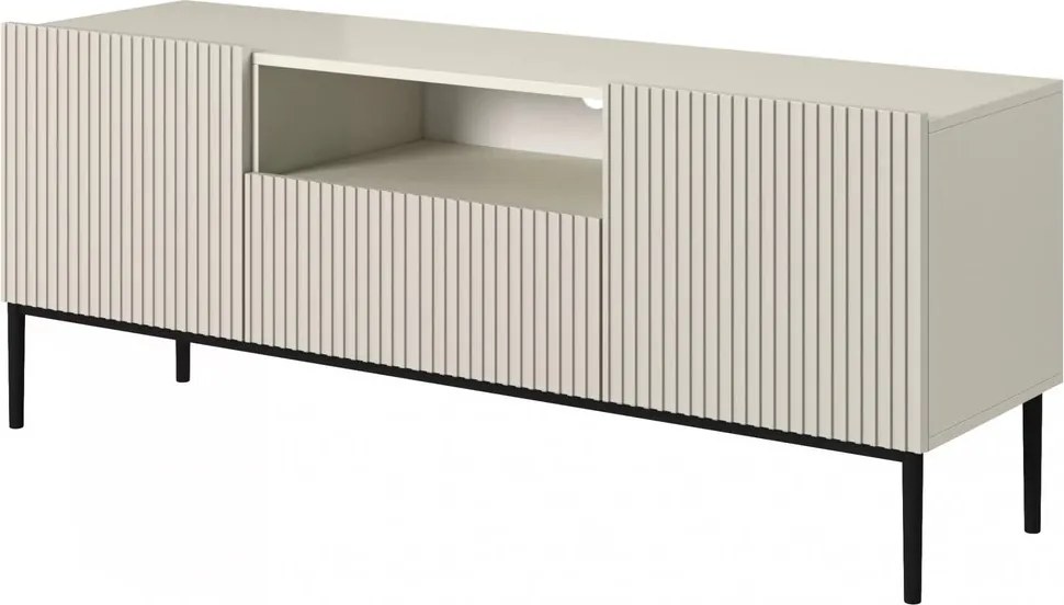 Szafka RTV Nicole 150 cm z szufladą i wnęką - kaszmir / czarne nóżki