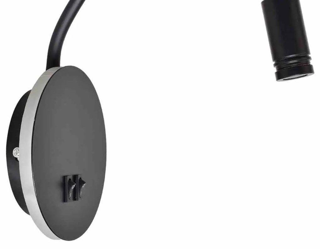 Lampka nocna, czarna BASE 8W+2W BLACK na kole