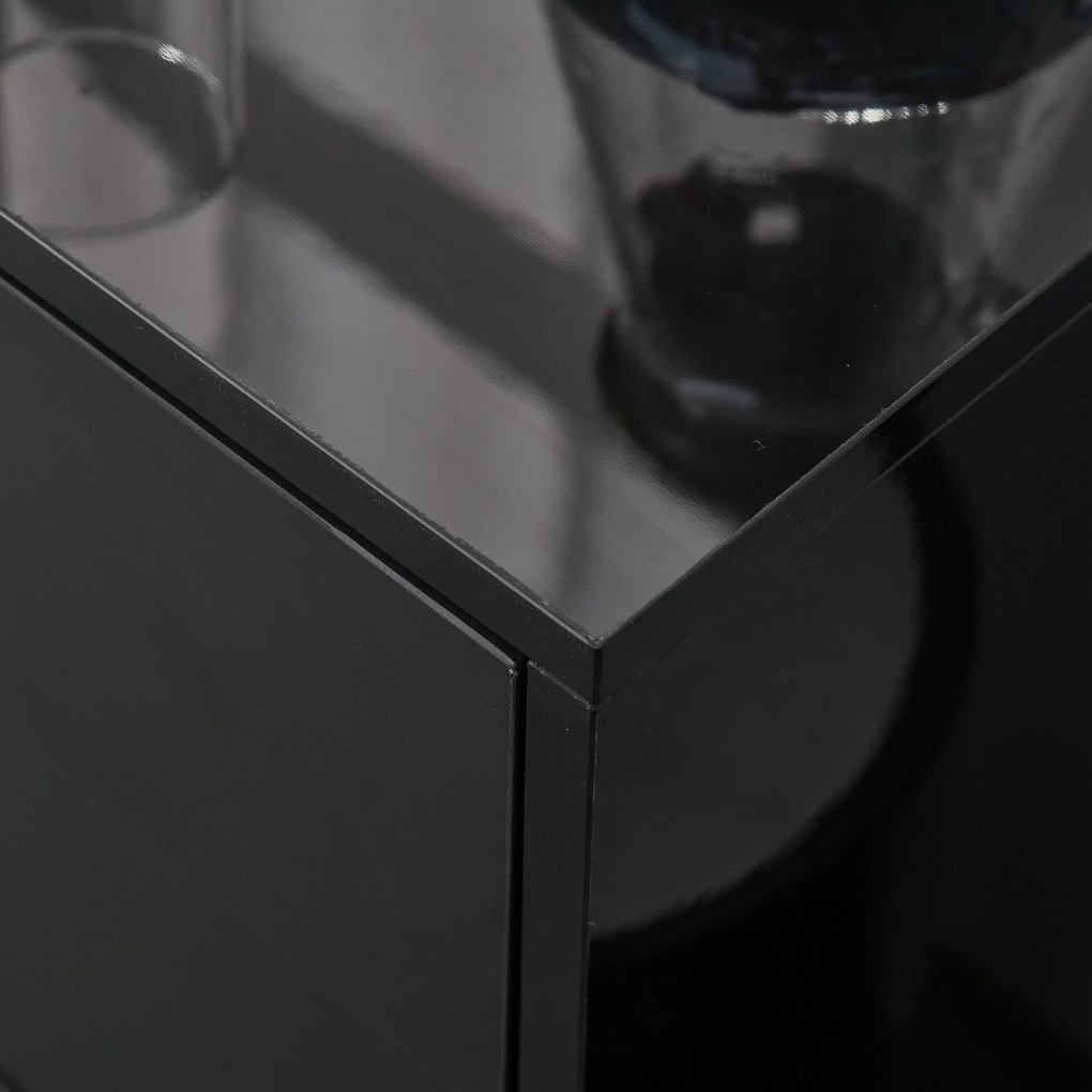 HOMCOM Kredens Komoda Kredens, 2 Szuflady, 2 Szafki, 105 cm x 40 cm x 76 cm, Czarny