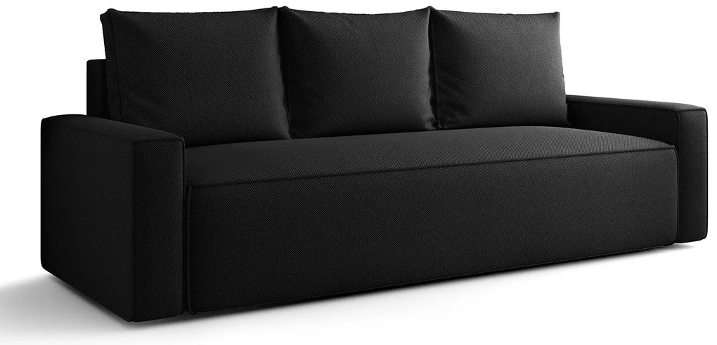 Czarna sofa z funkcją spania i pojemnikiem C5-R50