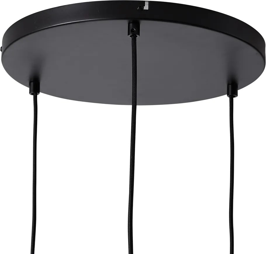 Retro Lampa Wisząca Czarna z Zielonym Szkłem 3-punktowa - Denise