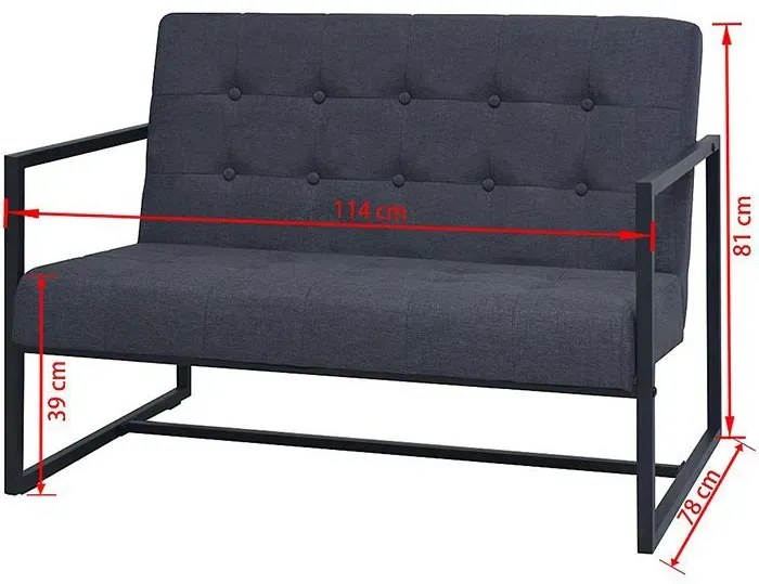 Zgrabna 2-osobowa sofa Mefir - ciemnoszara