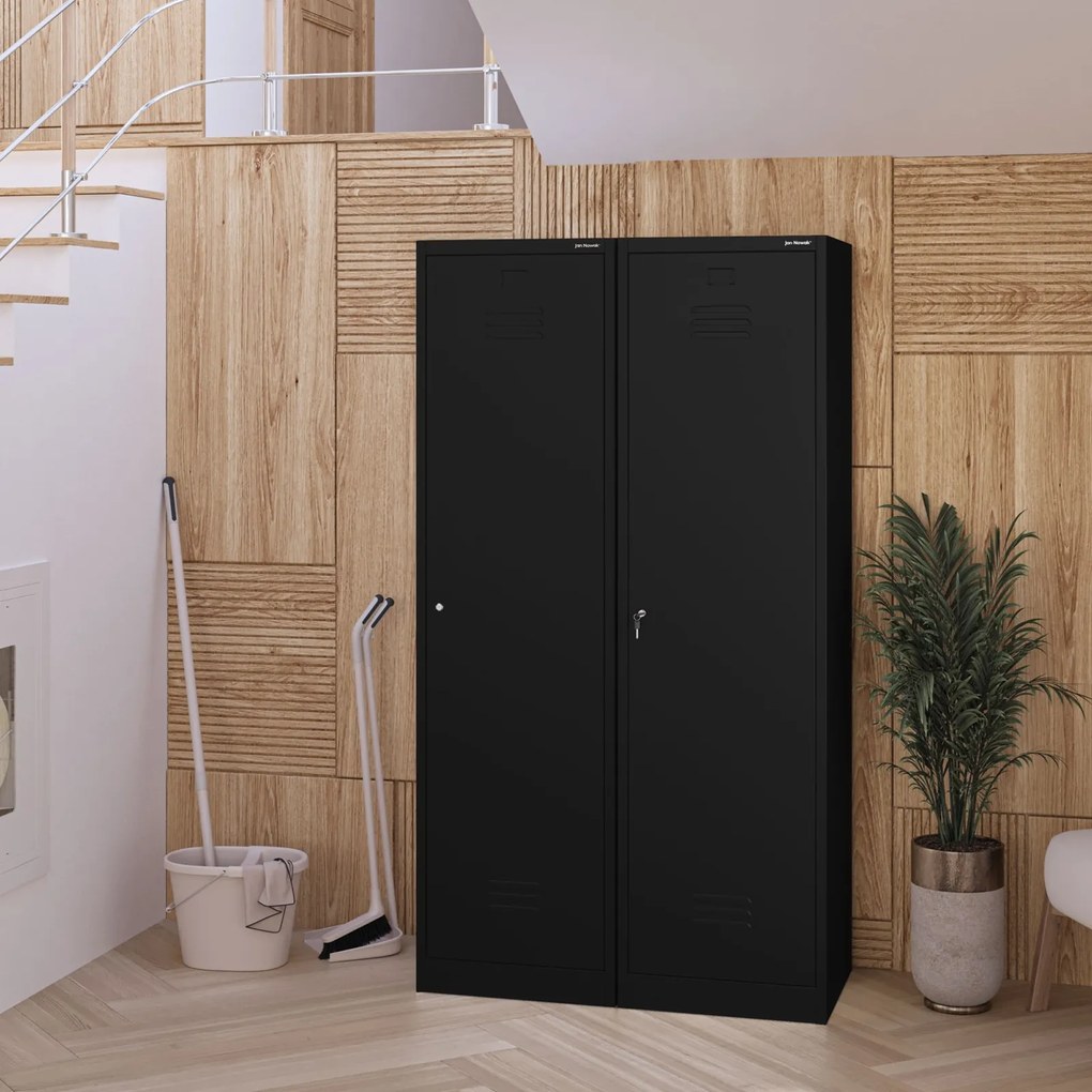 Metalowa szafa gospodarcza wąska Agnes 50x50x185 cm, czarna