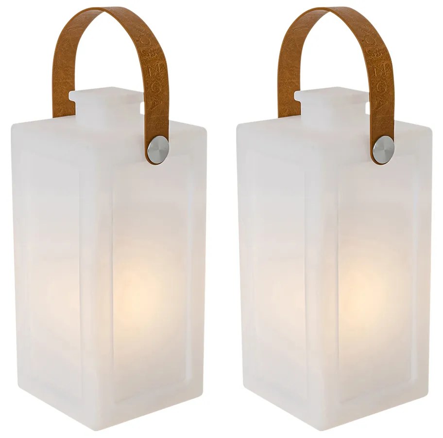 Zewnetrzna Zestaw 2 lamp stołowych biały efekt płomienia ładowalne IP44 - StardDesignerski Oswietlenie zewnetrzne