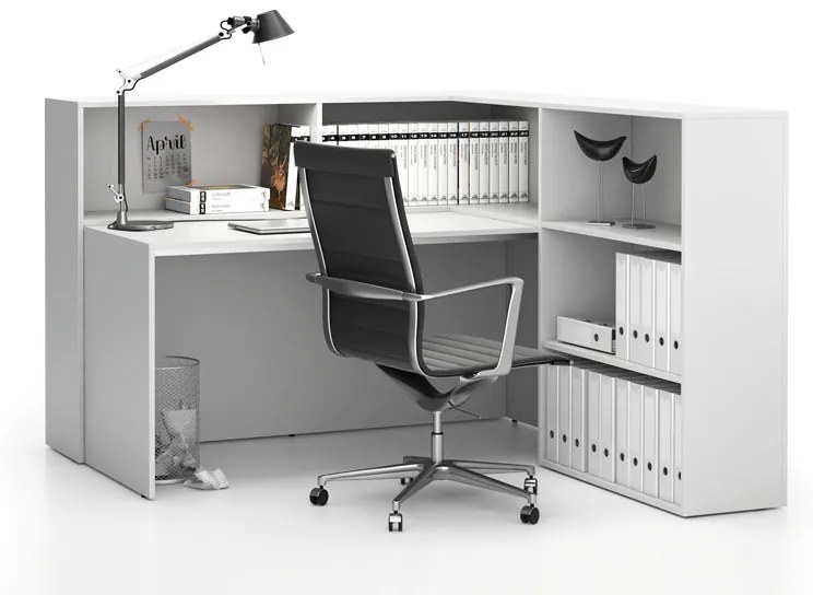 Zestaw biurowy narożny SEGMENT, prawy, biały