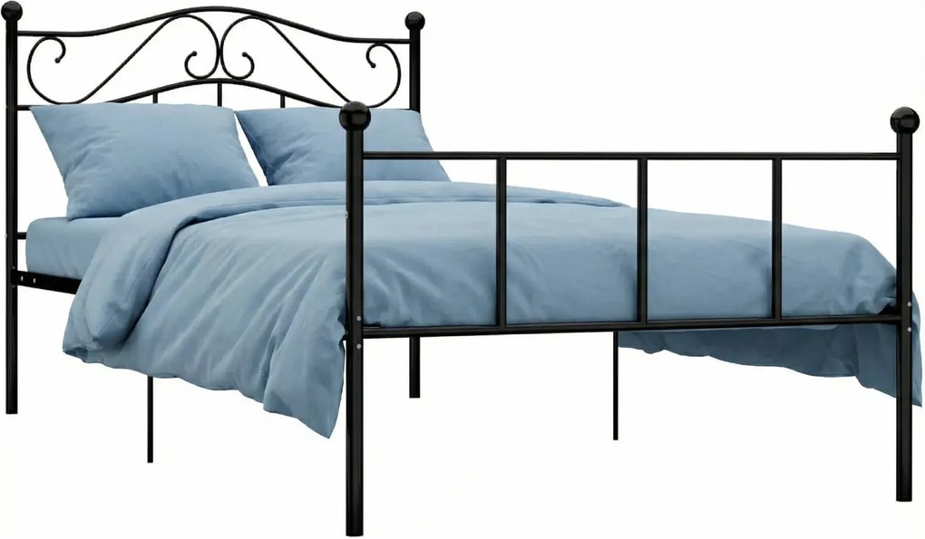 Czarne Pojedyncze Łózko Metalowe 100X200 Cm L5-W73