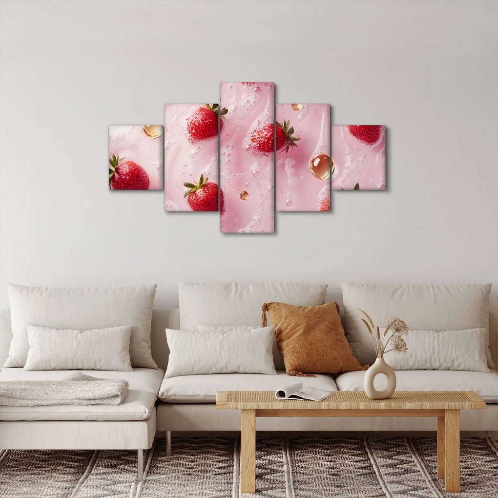Obraz - Truskawki w bąbelkach (125x70 cm)