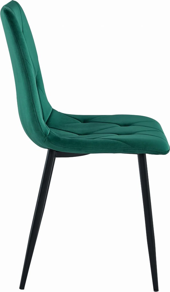 PROMOCJA Ciemnozielone aksamitne krzesło jadalniane LIBRA z czarnymi nogami II gatunek