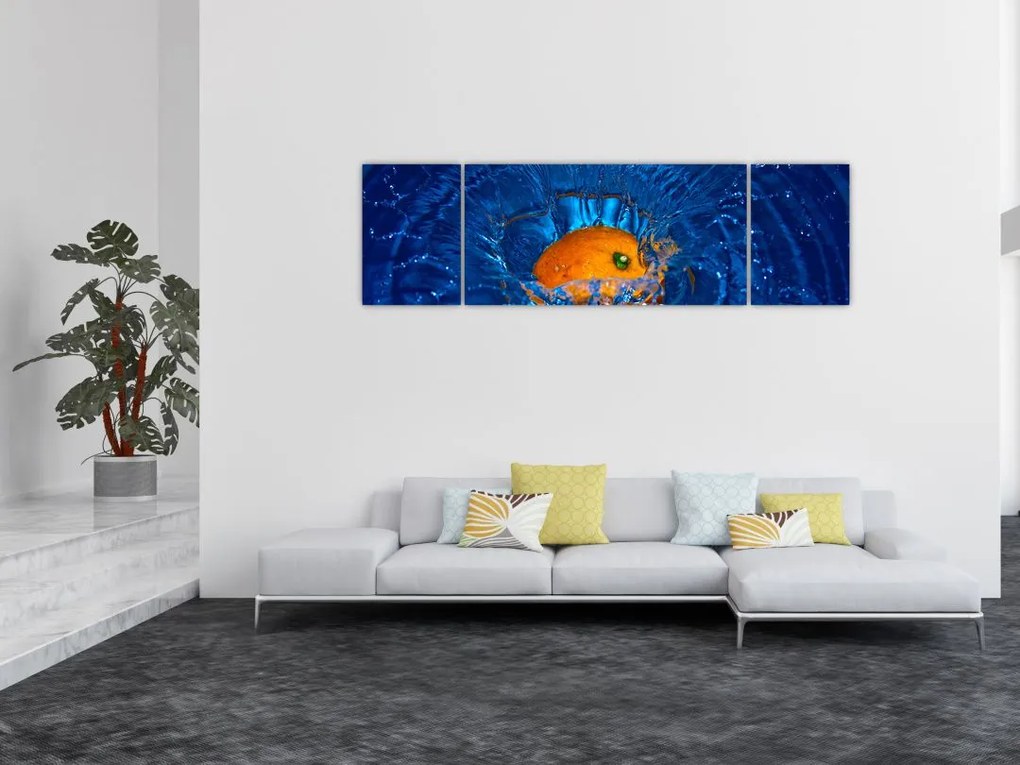 Obraz - pomarańcza w wodzie (170x50 cm)