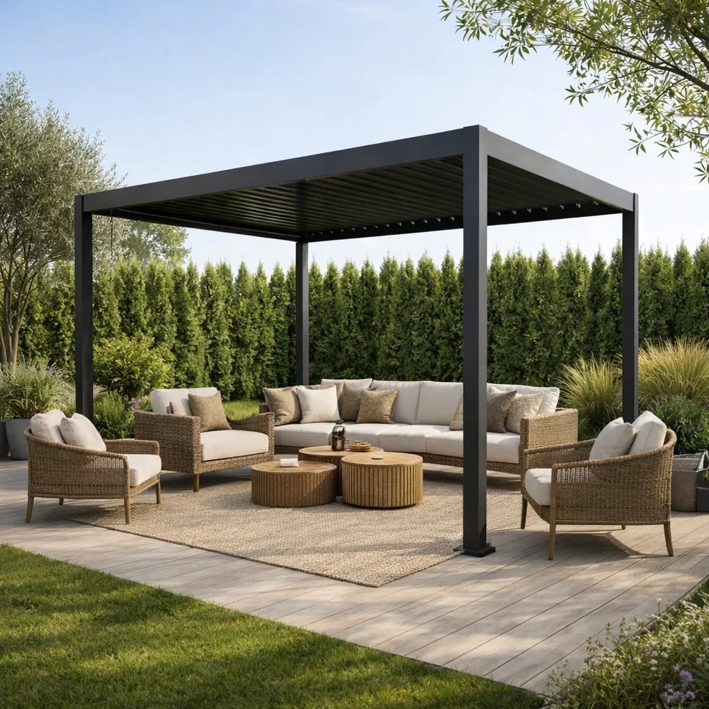 Pergola ogrodowa lamelowa 3x4 m antracyt XT-3653 regulowany dach