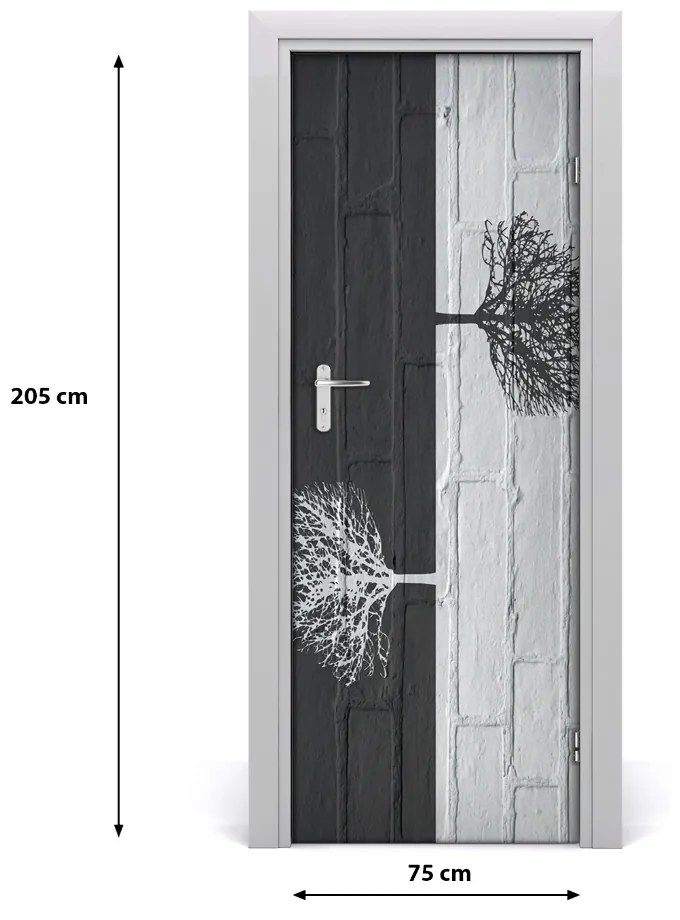 Naklejka samoprzylepna na drzwi Drzewa na murze