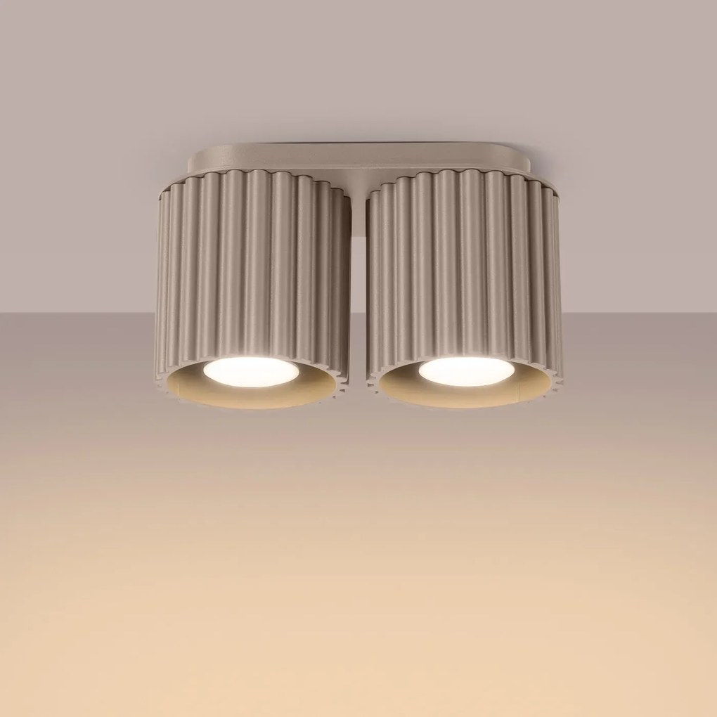 Plafon dwupunktowy AURA 2 taupe GU10 ryflowany SOLLUX LIGHTING