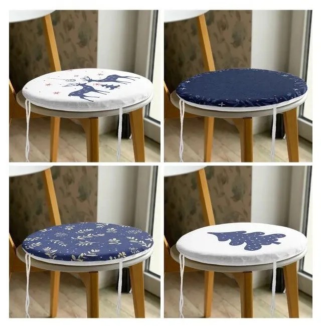 Poduszki na krzesła ze świątecznym motywem zestaw 4 szt. ø 40 cm Blue Christmas – Mila Home
