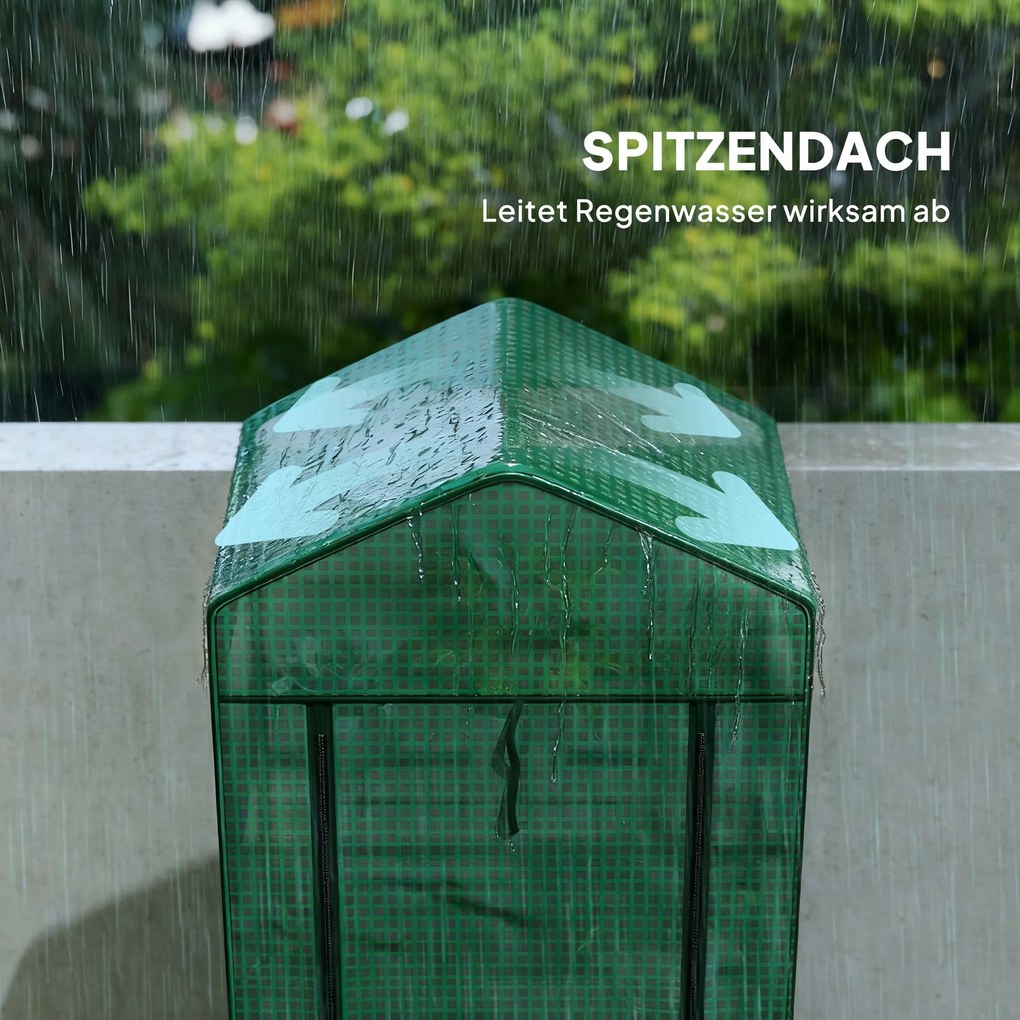 Outsunny Mini-szklarnia na kwiaty lub warzywa, stal, tworzywo sztuczne, 69 dł. x 49 szer. x 193 wys. cm, Zielona