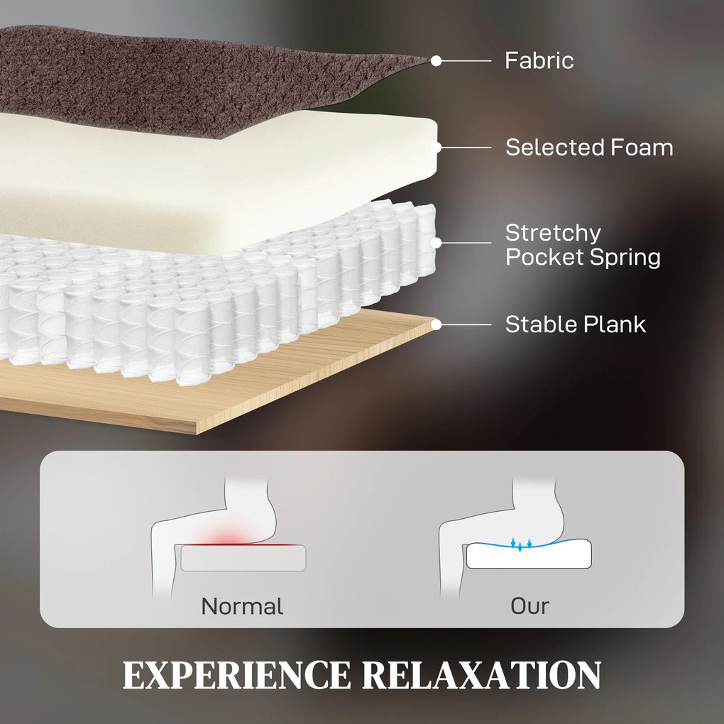 HOMCOM Fotel masujący, 8 punktów wibracyjnych, 5 trybów, ogrzewanie lędźwiowe, regulowany, obrotowy, tapicerowany fotel, brązowy