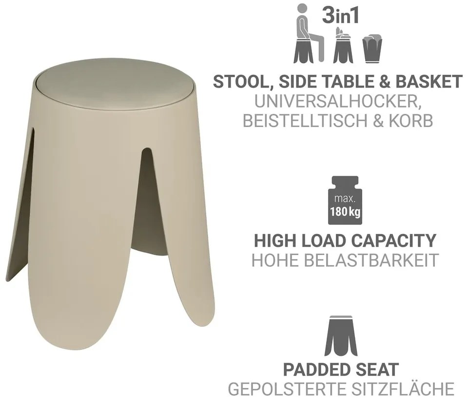 Beżowy plastikowy stołek sztaplowany Comiso – Wenko