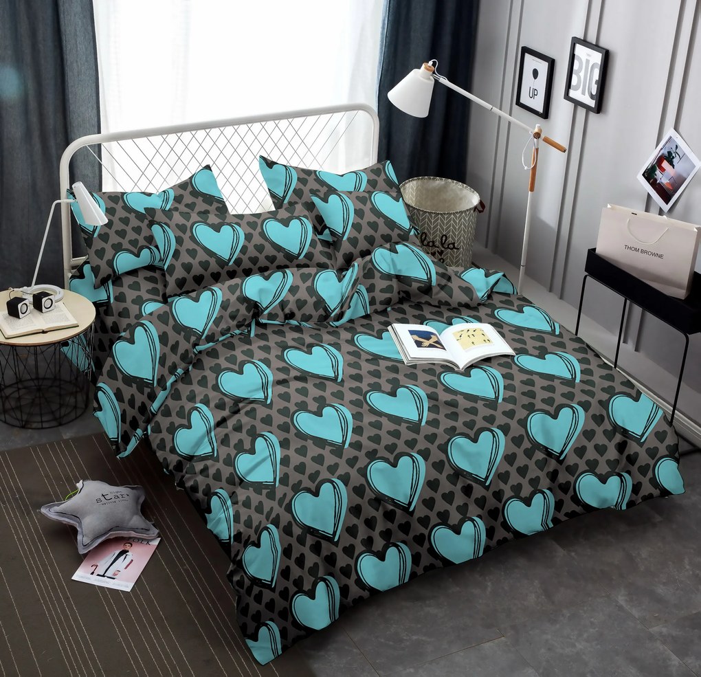 PrzytulneMieszkanie.pl PrzytulneMieszkanie.pl Pościel z mikrofibry KASUGA turkusowa Rozmiar pościeli: 2 szt 70 x 90 cm | 200 x 220 cm