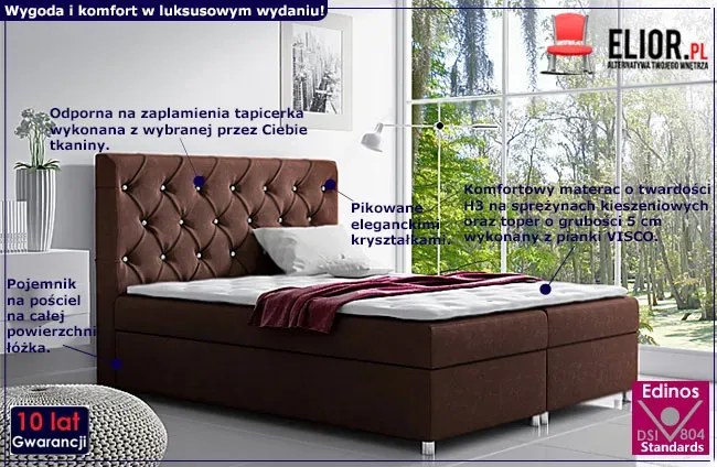 Łóżko z zagłówkiem w stylu glamour Active 180x200 - 44 kolory