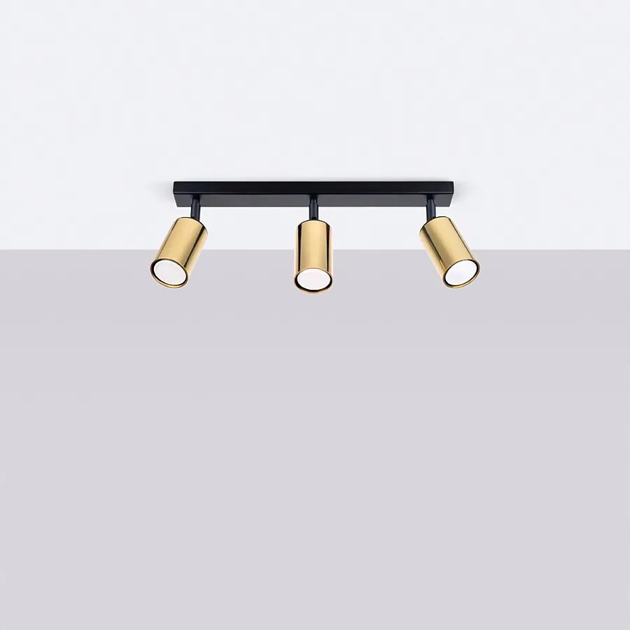 Plafony nowoczesny Glois, stal - 3 źródło światła 4000K - L.45 x H.18.5 cm - czarny/złoty