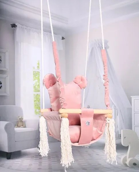 Różowa huśtawka miś dla dziewczynki L9-L84