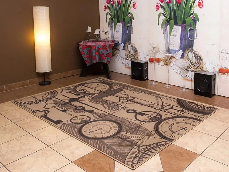 Dywan nowoczesny Zegary Brązowy 120 cm x 170 cm