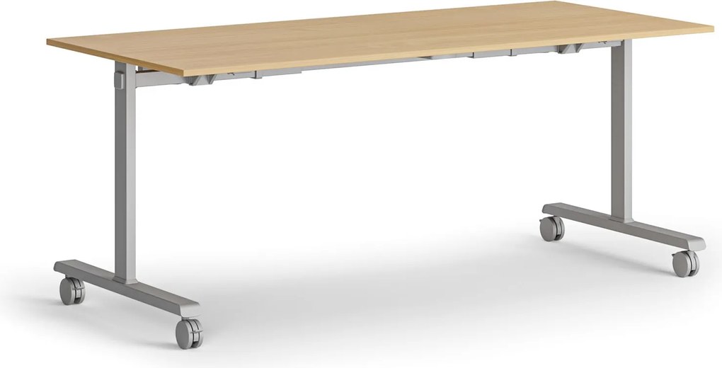 Mobilny stół MATCH, 180x80 cm, szara podstawa, buk