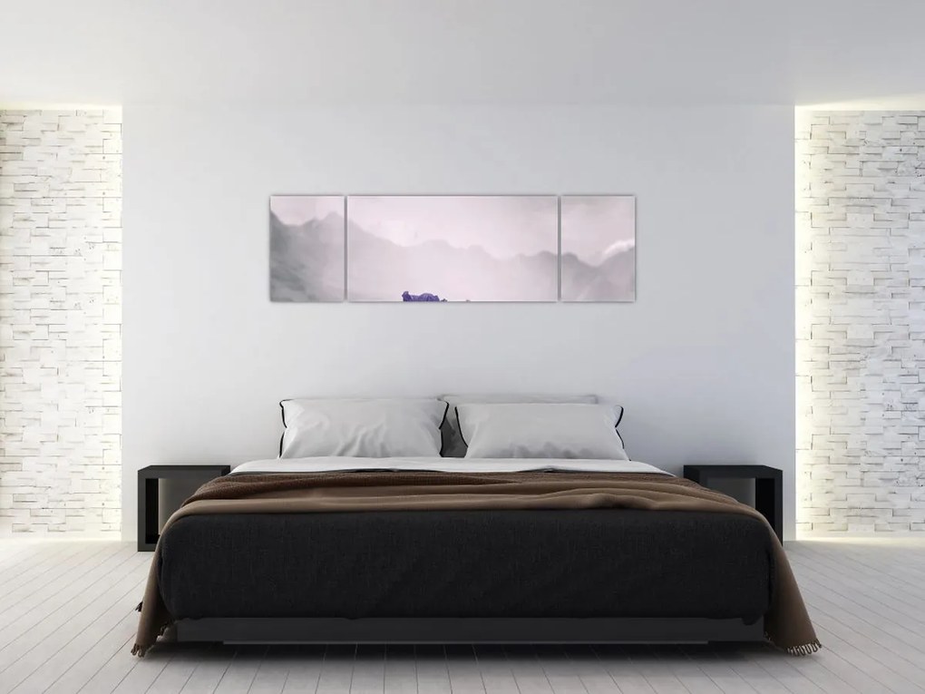 Obraz - Fioletowe kwiaty w górach (170x50 cm)