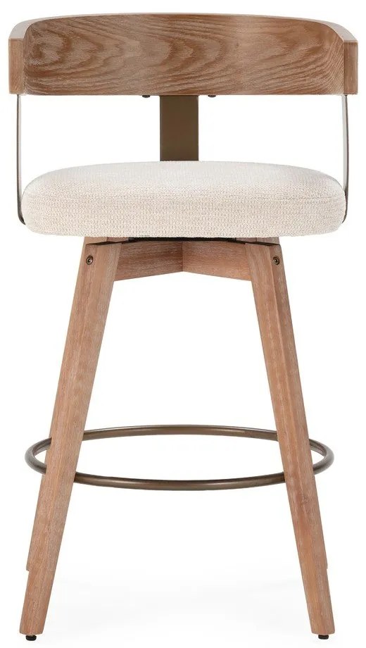 Kremowe/w naturalnym kolorze tapicerowane hokery zestaw z podłokietnikami 2 szt. Ilia – MOME