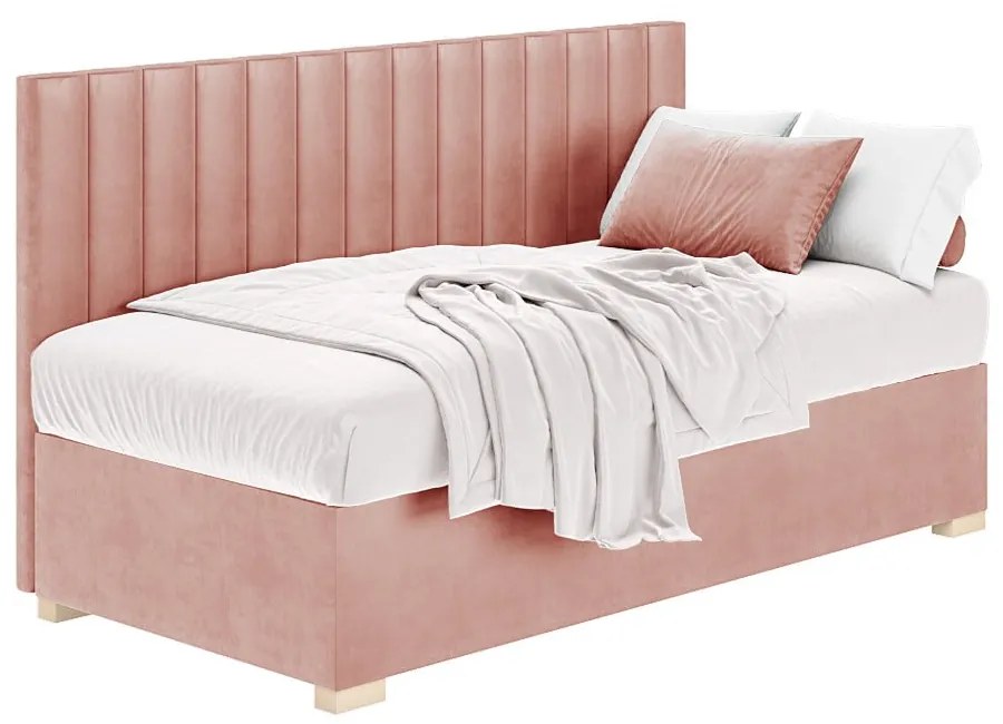 Różowe łóżko dziecięce ze schowkiem i materacem 90x200 cm Chill – Ghado