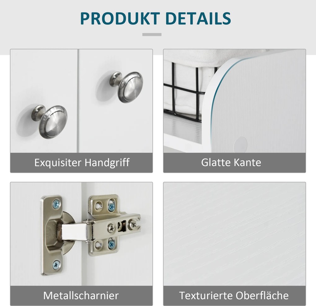 HOMCOM Szafka na buty, Komoda na buty, Półka na buty, 4 Półki. 1 Szafa, 83 cm x 30 cm x 90 cm, Biały