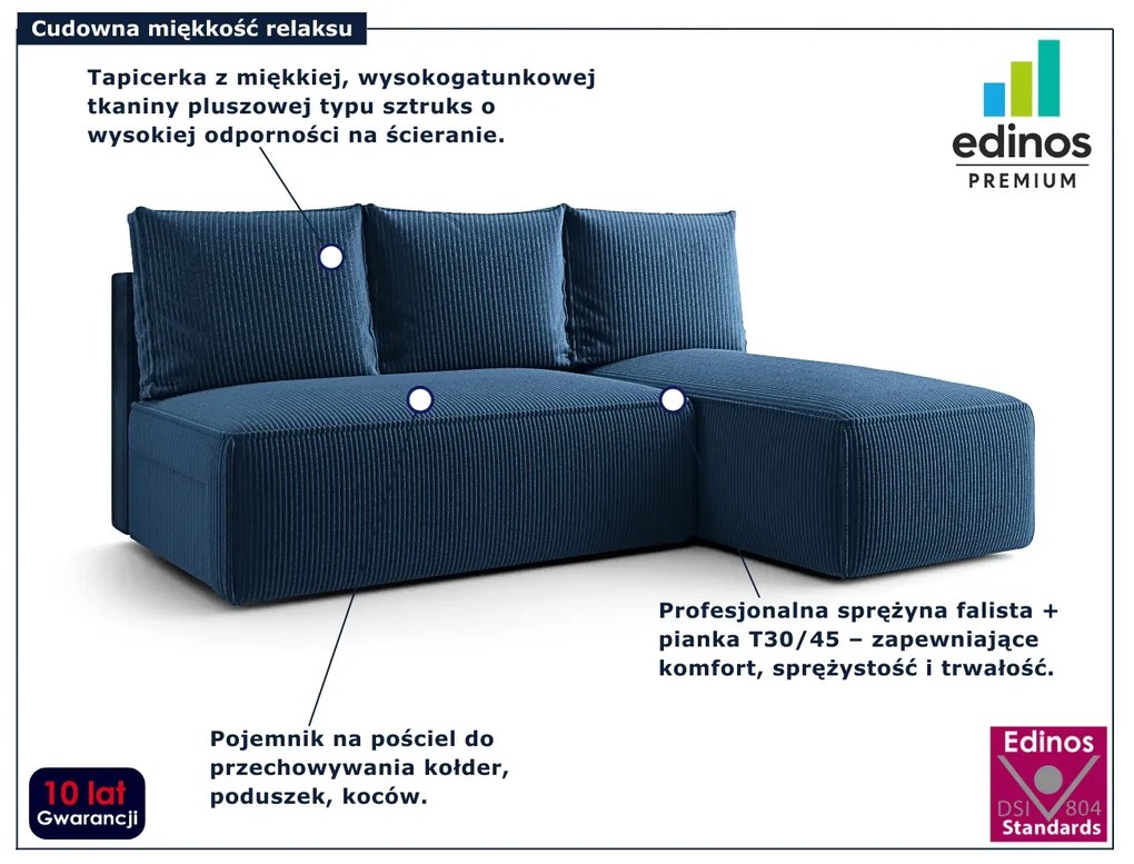 Granatowy narożnik rozkładany z pojemnikiem F6-R36