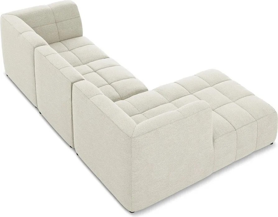 Beżowy narożnik z materiału bouclé (lewostronny/z szezlongiem) Aloha – Makamii