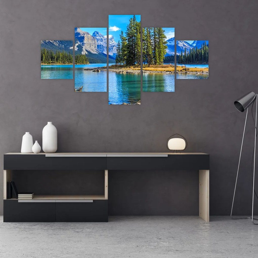 Obraz - Krajobraz górski z rzeką (125x70 cm)