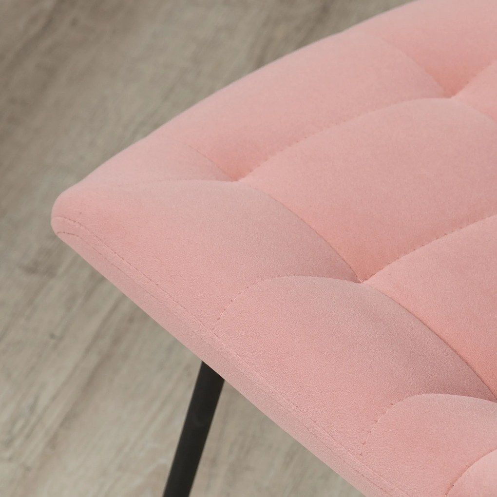 HOMCOM Krzesła Kuchenne 2 szt Retro Aksamitne Różowe Eleganckie Wygodne | Aosom PL