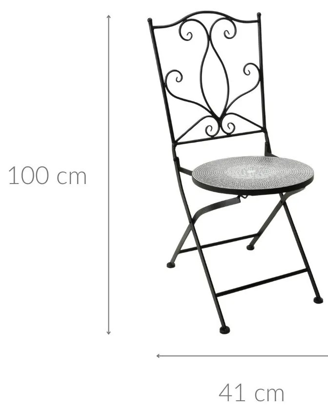 Krzesło metalowe z ozdobnym siedziskiem, mozaika, 90 cm