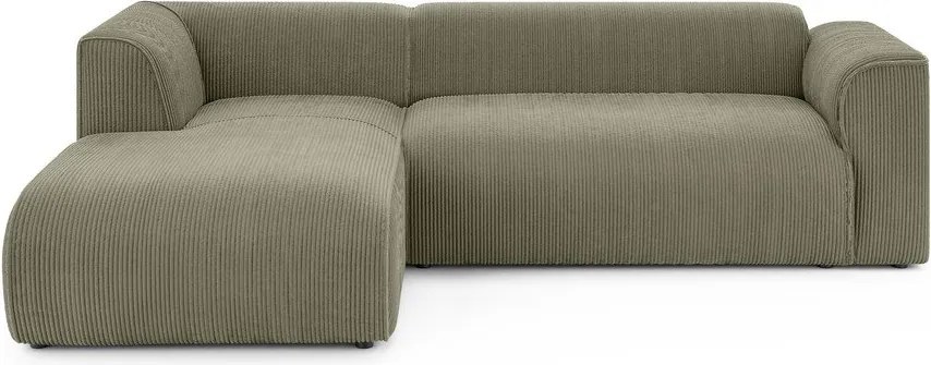 Zielony sztruksowy narożnik (lewostronny/z szezlongiem) Merid – Ropez