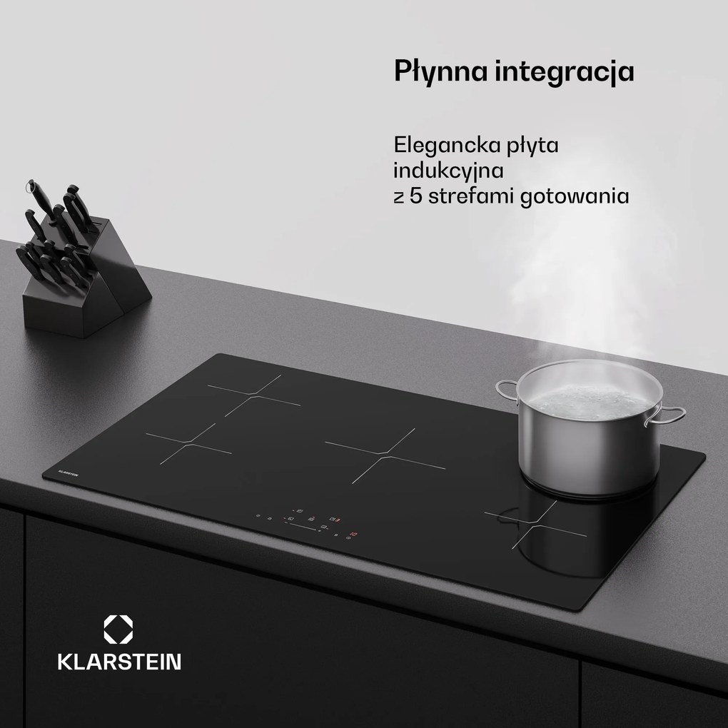 Klarstein PowerGlide 90cm Płyta Indukcyjna 5 Stref Gotowania Czarny