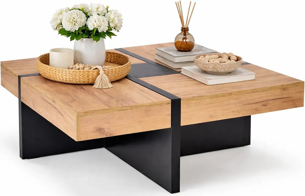 Kwadratowa ława z szufladami B7-S58