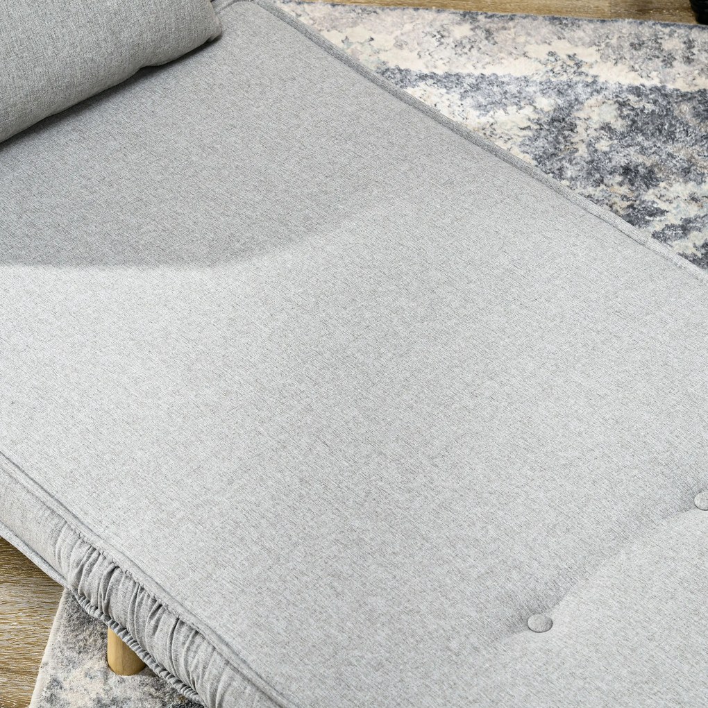 HOMCOM Fotel Rozkładany, 6-stopniowa Regulacja Oparcia, Wygląd Lnu, do 150 kg, Jasnoszary