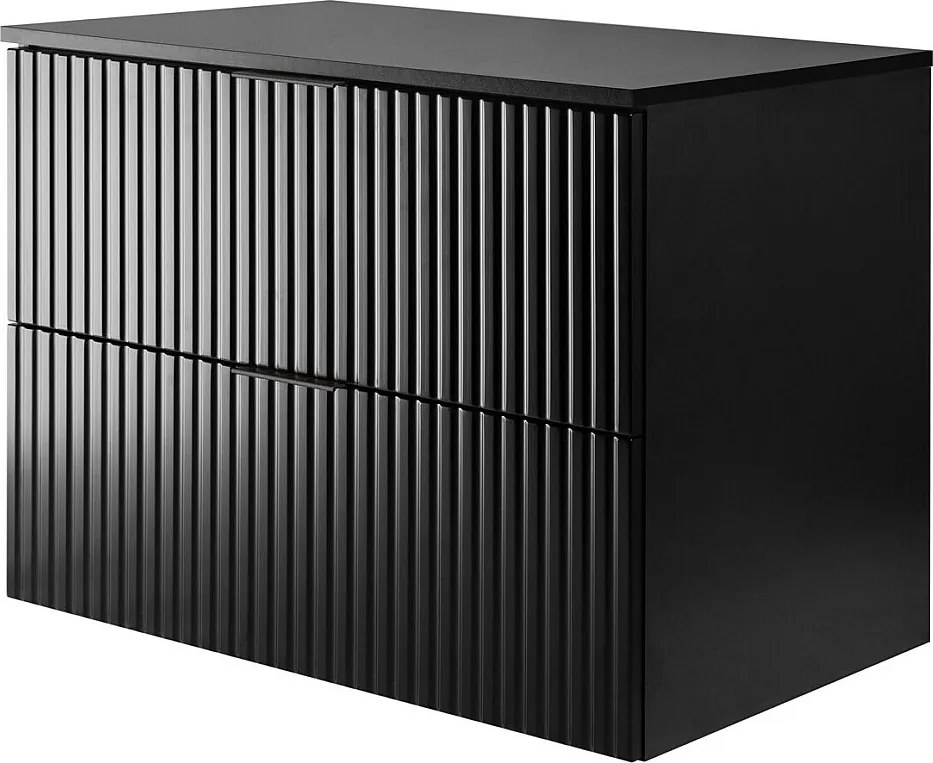 Szafka pod umywalkę, Czarny, 80 x 57 x 46 cm, uchwyt czarny + Blat