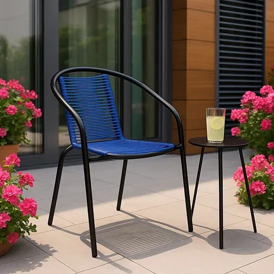 Niebieskie krzesło sznurkowe na balkon G4-Z44