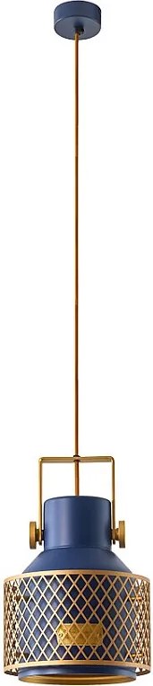 Lampa sufitowa TOSCA w nowoczesnym stylu - g?. 20,4 cm x wys. 150 cm - E27 60W - IP20 - do u?ytku wewn?trznego - stal i aluminium - niebieski i z?oty