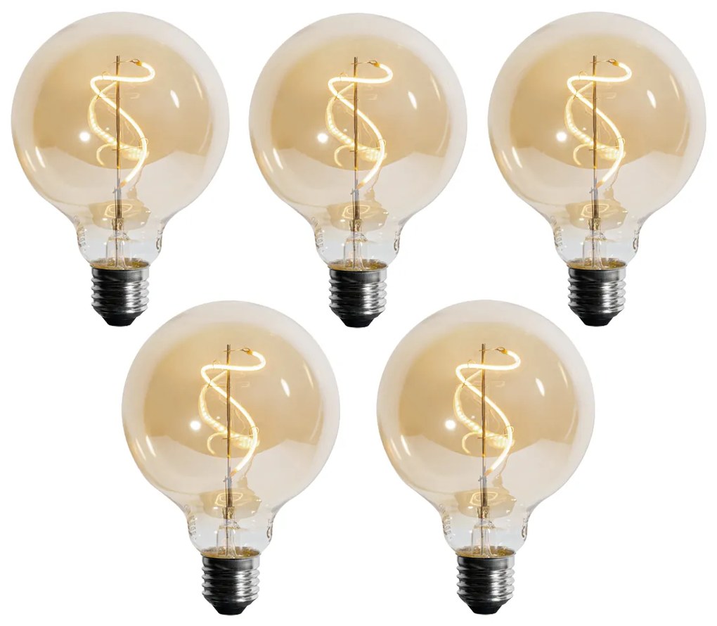 Zestaw 5 ściemnialnych żarówek LED E27 G95 z żarnikiem spiralnym 4W 270LM 2700K