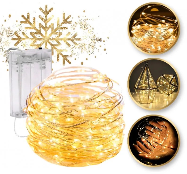 Świąteczny łańcuch świetlny 50 diod LED, ciepła biel