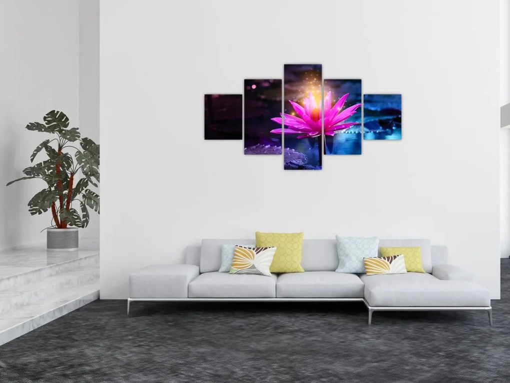 Obraz lilii wodnej na wodzie (125x70 cm)