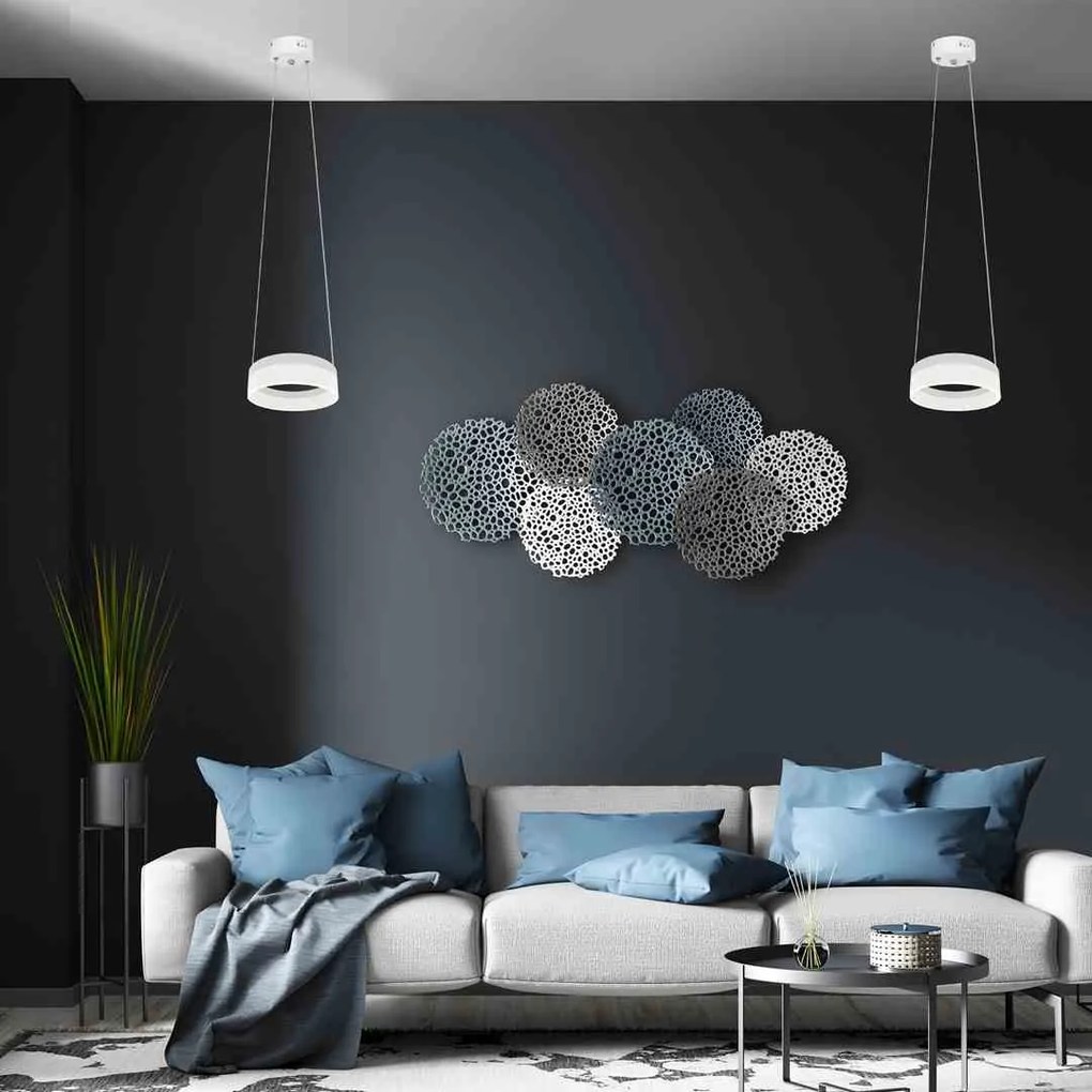 LAMPA WISZĄCA RING 12W LED, okrągły, biały, pojedynczy, jedna lampa