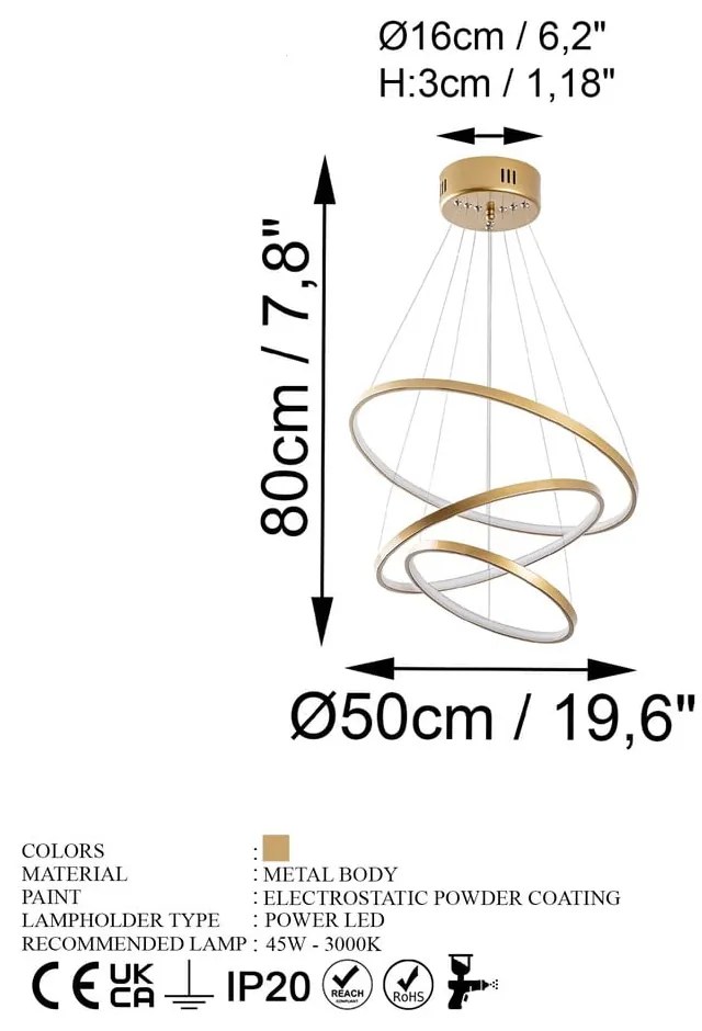 Lampa wisząca LED w kolorze złota ø 50 cm Simit – Opviq lights