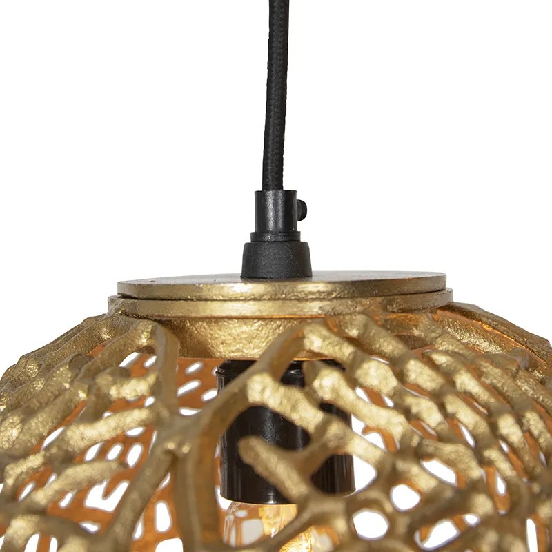 Lampa wisząca w stylu art deco złota okrągła 3-światłowa - Maro