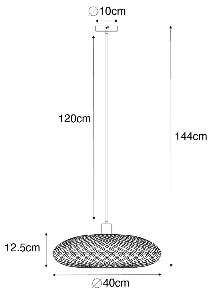 Orientalna lampa wisząca czarna z bambusa 40 cm - OstravaKolonialny Oswietlenie wewnetrzne