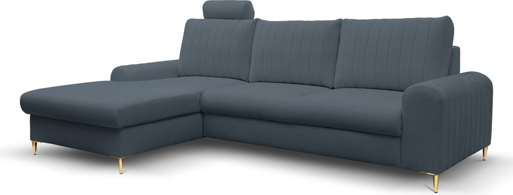 Masseno Narożnik VERONA z funkcją spania i pojemnikiem na pościel Narozniki L, Rozkładana sofa - Niebieski, LOFT 14